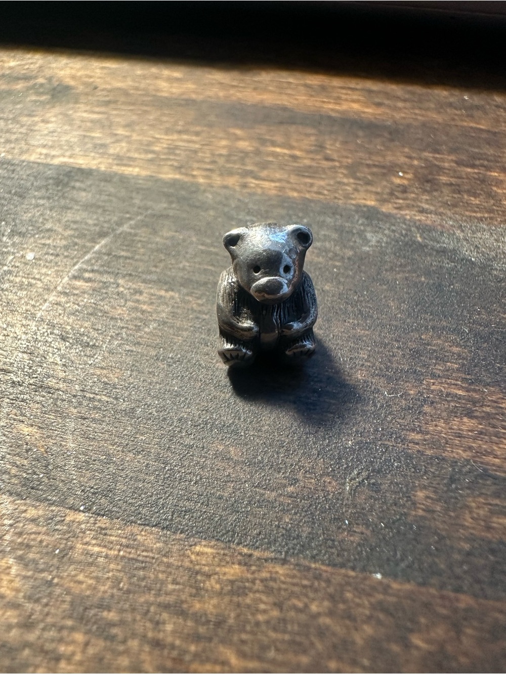 Oxidized Silver-Tone Bear Charm Bracelet Accent - Black